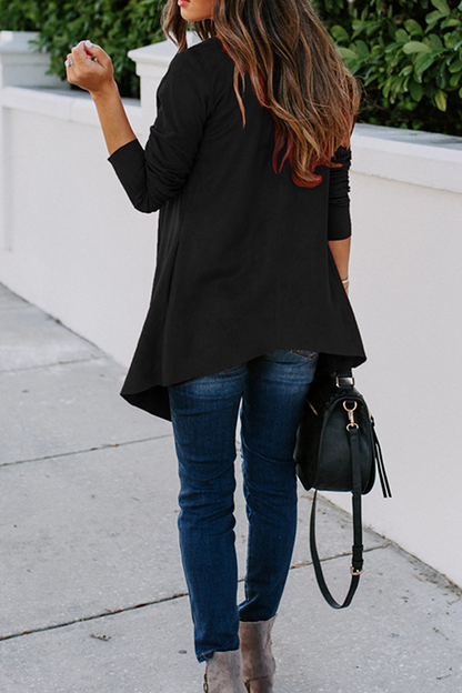 Casual Solid Asymmetrical Turndown Collar Outerwear