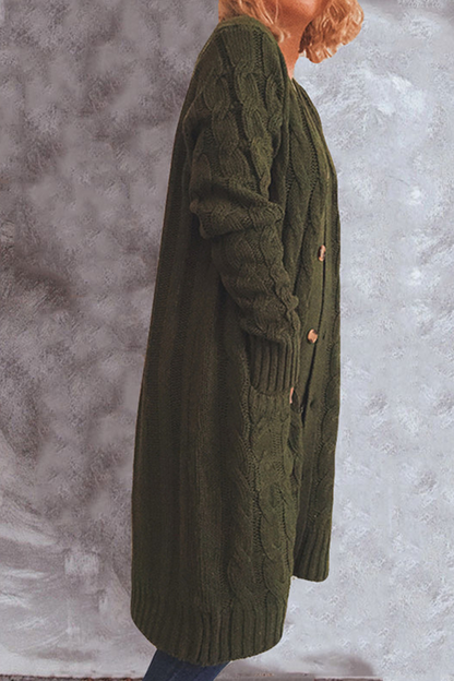 Casual Solid Pocket Buckle V Neck Outerwear