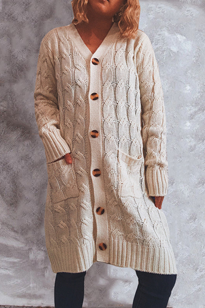 Casual Solid Pocket Buckle V Neck Outerwear