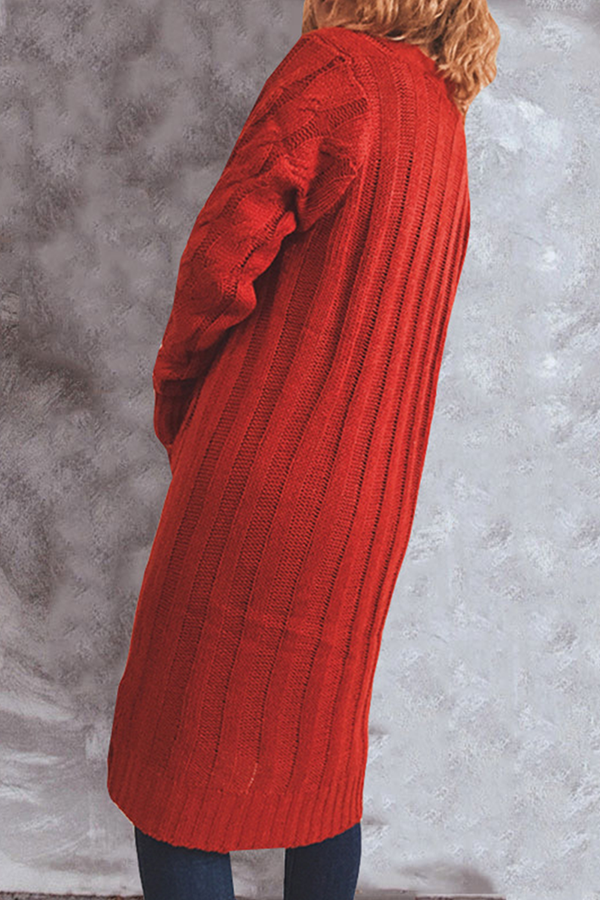 Casual Solid Pocket Buckle V Neck Outerwear