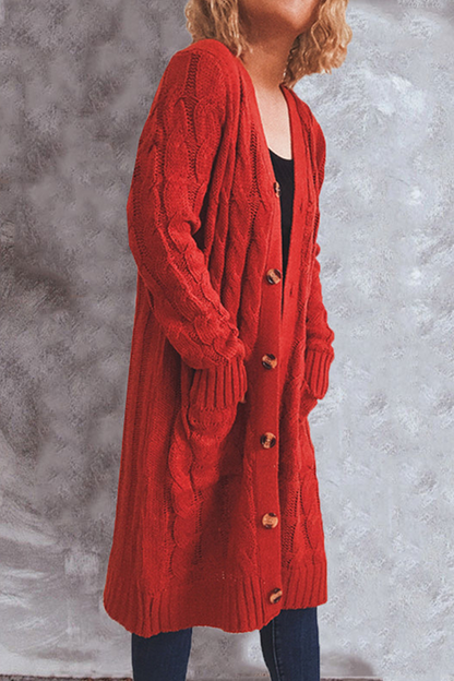 Casual Solid Pocket Buckle V Neck Outerwear(8 Colors)