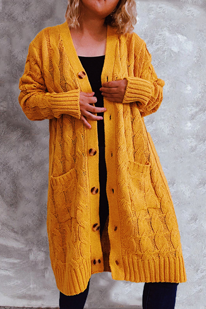 Casual Solid Pocket Buckle V Neck Outerwear