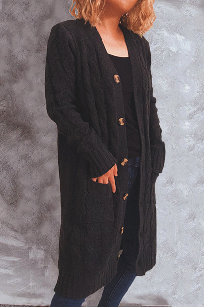 Casual Solid Pocket Buckle V Neck Outerwear