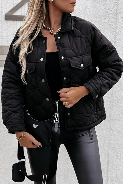 Casual Patchwork Pocket Buckle Turndown Collar Outerwear(3 Colors)