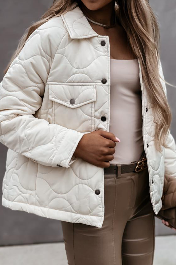 Casual Patchwork Pocket Buckle Turndown Collar Outerwear(3 Colors)