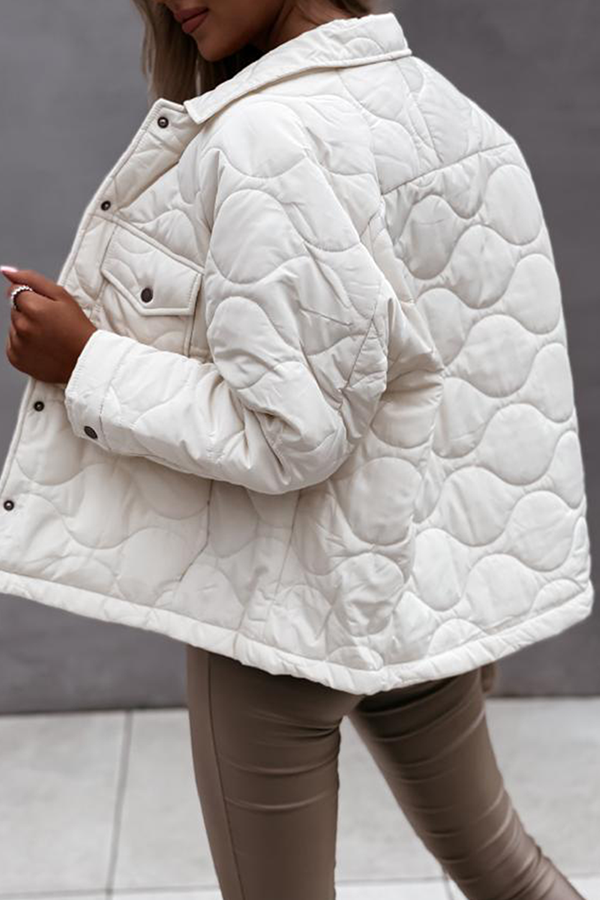 Casual Patchwork Pocket Buckle Turndown Collar Outerwear(3 Colors)