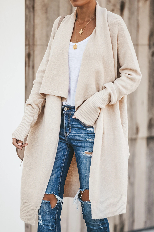 Casual Solid Pocket Turndown Collar Outerwear(6 Colors)