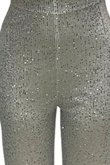 Fashion Elegant Solid Patchwork Backless V Neck Straight Jumpsuits