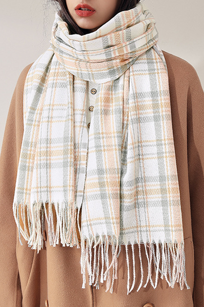 Fashion Plaid Tassel Split Joint Scarf