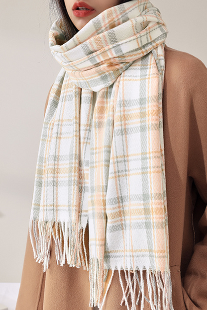 Fashion Plaid Tassel Split Joint Scarf