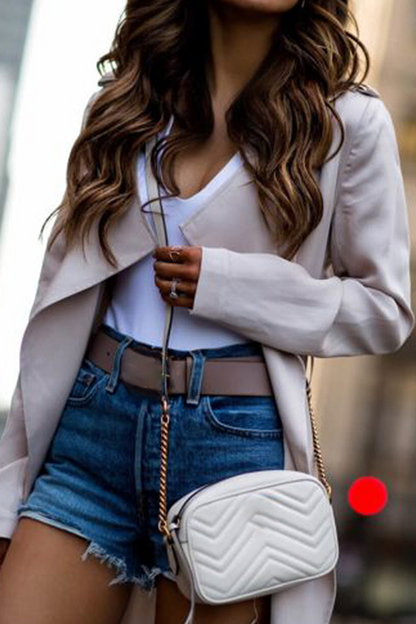 Fashion Elegant Solid Turndown Collar Outerwear