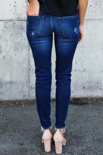 Casual Patchwork Ripped Split Joint Fold Pencil Bottoms