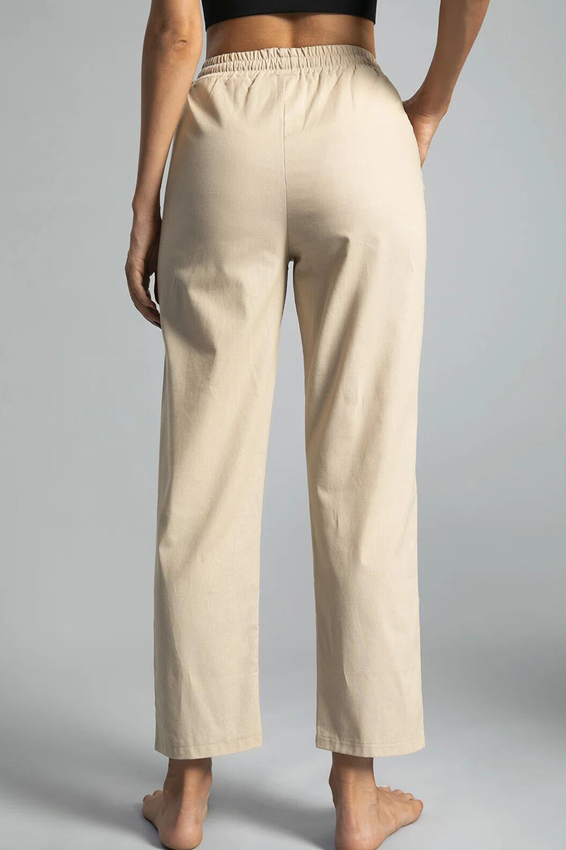 Casual Solid Draw String Pocket Straight Positioning Print Bottoms(5 Colors)