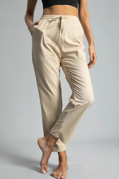 Casual Solid Draw String Pocket Straight Positioning Print Bottoms(5 Colors)