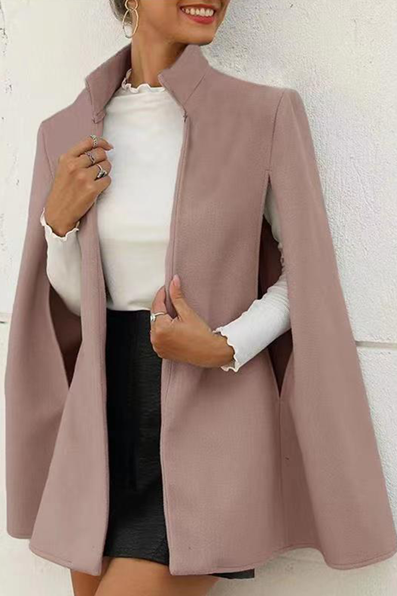 Fashion Elegant Solid Slit Asymmetrical Mandarin Collar Outerwear