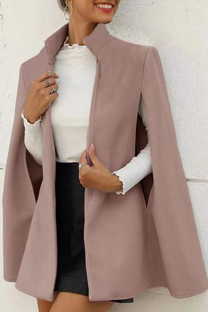 Fashion Elegant Solid Slit Asymmetrical Mandarin Collar Outerwear