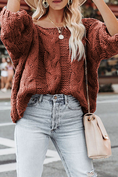 Fashion Casual Solid Basic O Neck Tops Sweater(7 Colors)