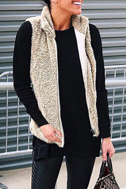 Fashion Solid Pocket Zipper Mandarin Collar Tops(7 Colors)