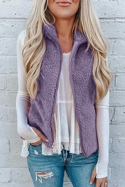 Fashion Solid Pocket Zipper Mandarin Collar Tops(7 Colors)