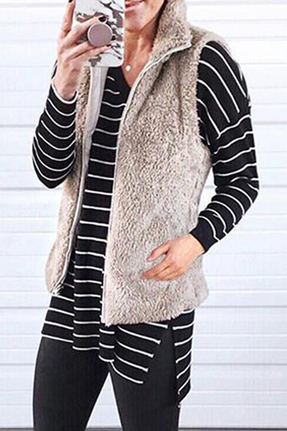 Fashion Solid Pocket Zipper Mandarin Collar Tops(7 Colors)