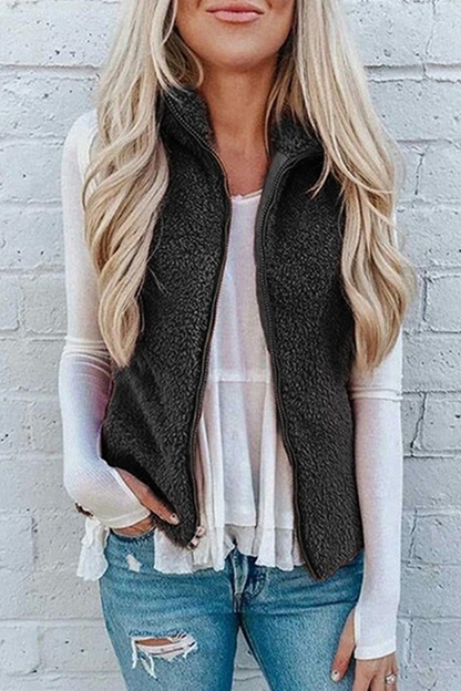 Fashion Solid Pocket Zipper Mandarin Collar Tops(7 Colors)