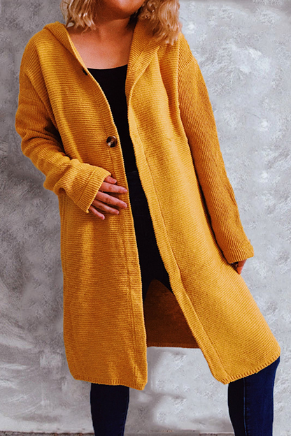 Casual Solid Buttons Basic Hooded Collar Outerwear Sweater(9 Colors)