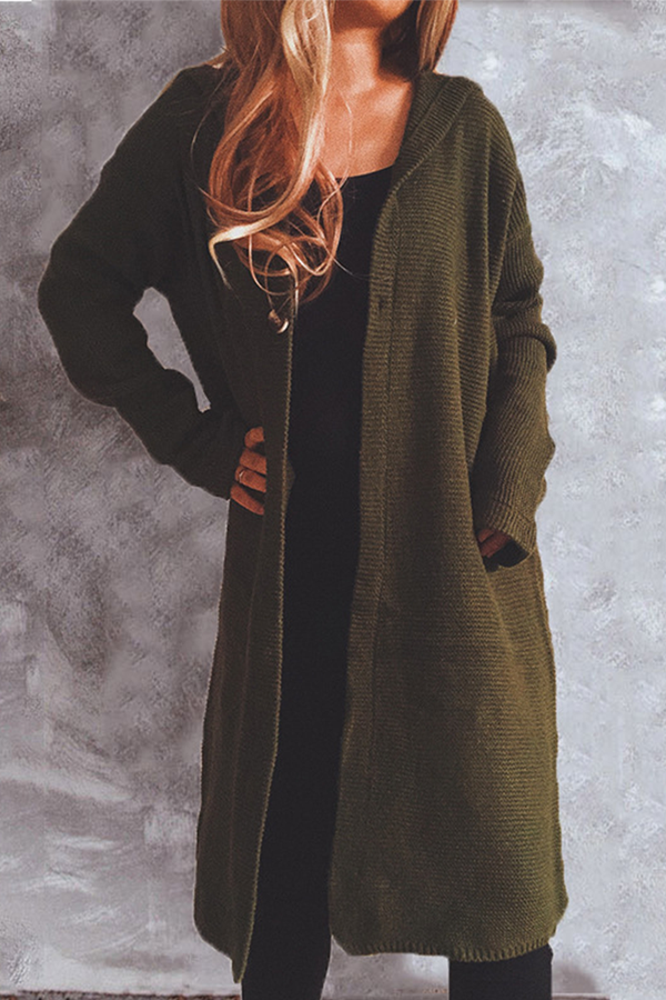 Casual Solid Buttons Basic Hooded Collar Outerwear Sweater(9 Colors)