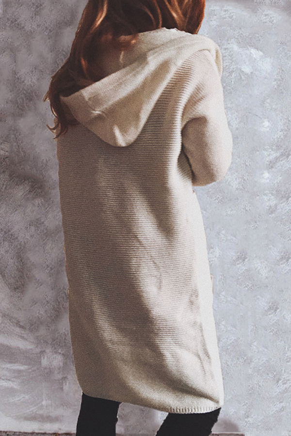 Casual Solid Buttons Basic Hooded Collar Outerwear Sweater(9 Colors)