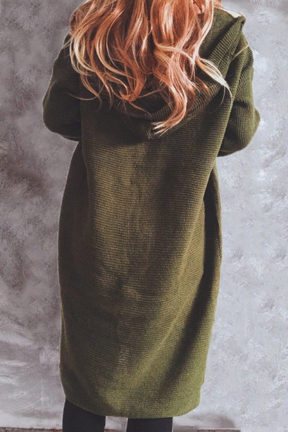 Casual Solid Buttons Basic Hooded Collar Outerwear Sweater(9 Colors)