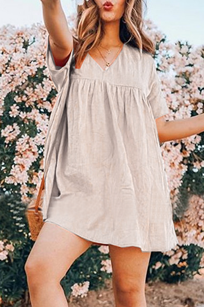 Casual Solid Patchwork Basic V Neck Princess Dresses