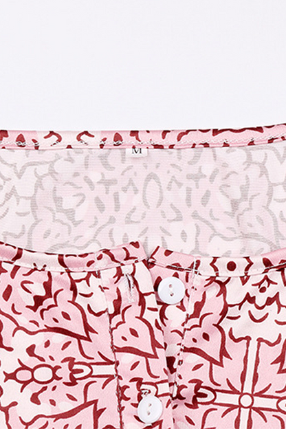 Casual Print Buckle Slit O Neck Dresses