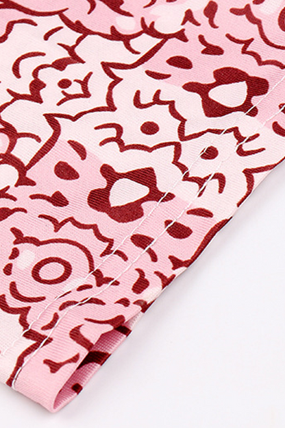 Casual Print Buckle Slit O Neck Dresses