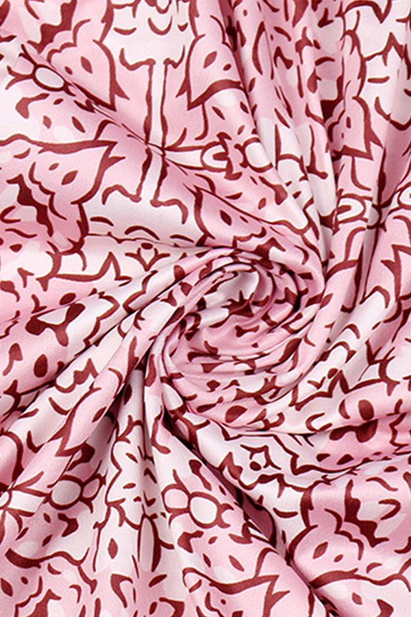 Casual Print Buckle Slit O Neck Dresses