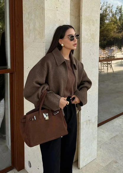 Timeless Woolen Lapel Jacket – Fall & Winter Essential