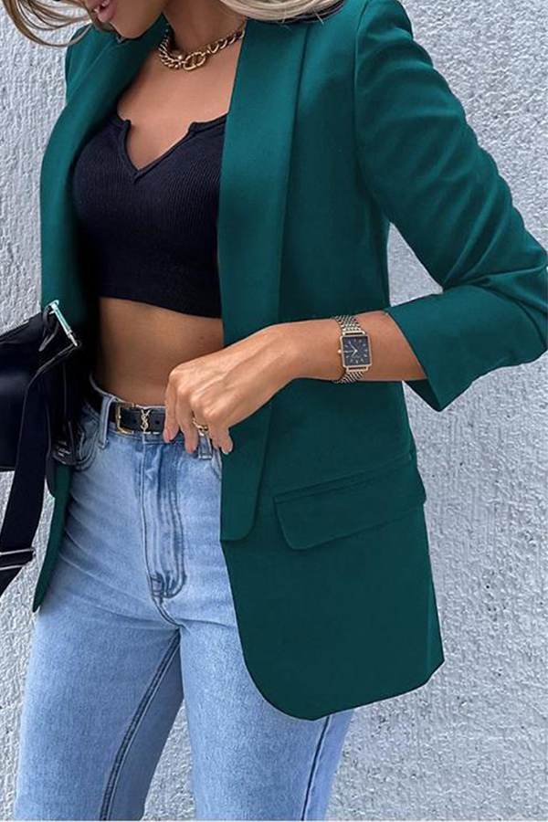 Casual Print Patchwork Turndown Collar Outerwear(5 Colors)