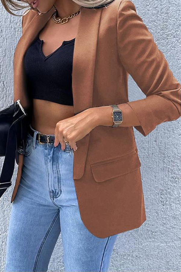 Casual Print Patchwork Turndown Collar Outerwear(5 Colors)