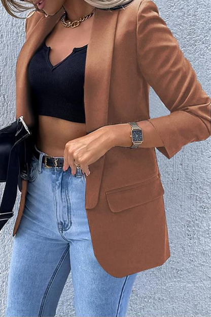 Casual Print Patchwork Turndown Collar Outerwear(5 Colors)