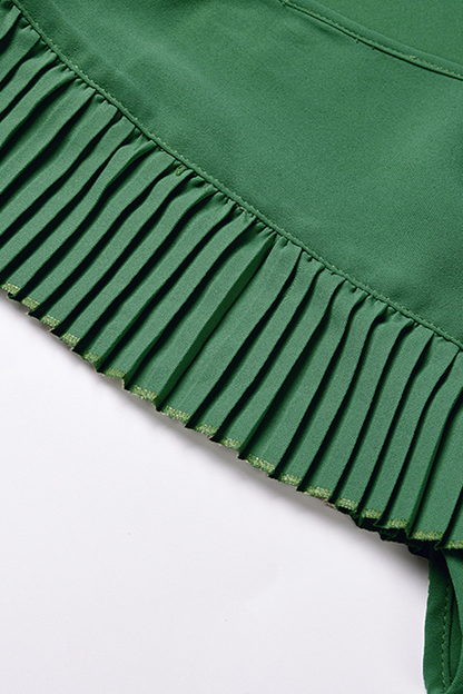 Elegant Solid Flounce Strap Design V Neck Pleated Dresses(6 Colors)