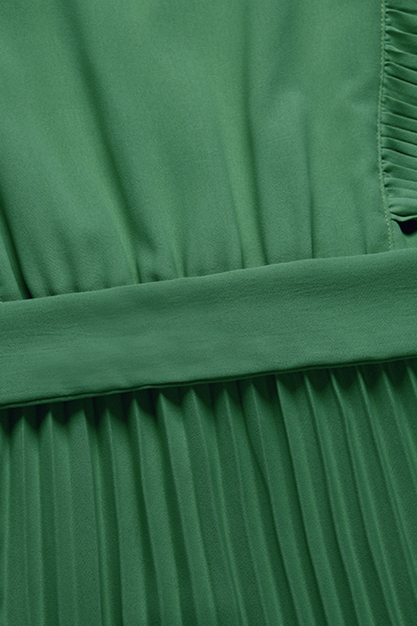 Elegant Solid Flounce Strap Design V Neck Pleated Dresses(6 Colors)