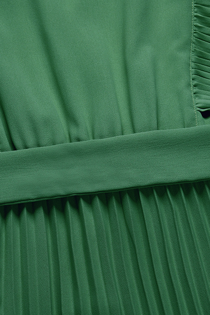 Elegant Solid Flounce Strap Design V Neck Pleated Dresses(6 Colors)