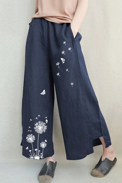 Casual Print Patchwork Loose Mid Waist Wide Leg Positioning Print Bottoms