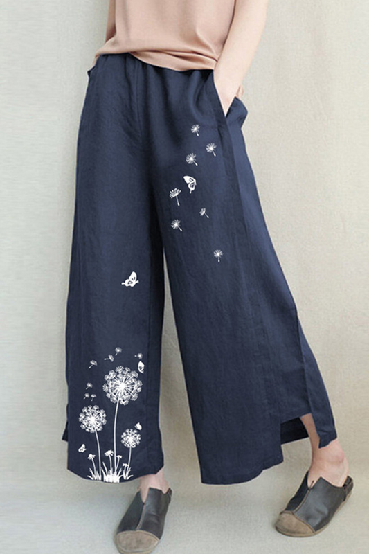 Casual Print Patchwork Loose Mid Waist Wide Leg Positioning Print Bottoms