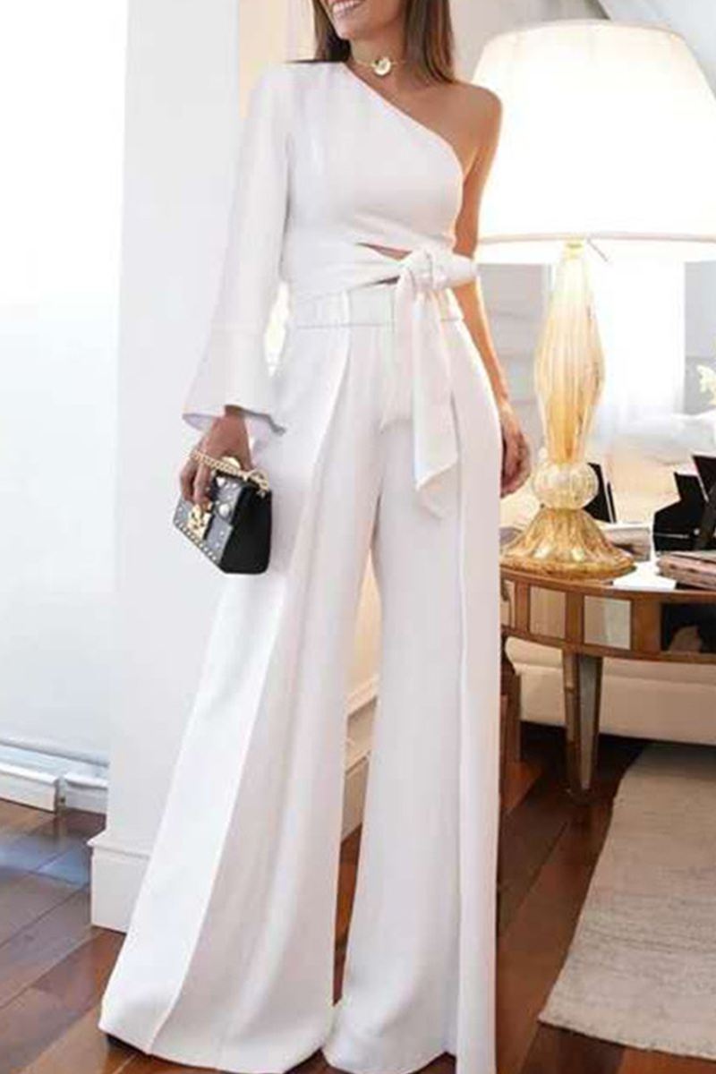 Fashion Print Patchwork One Shoulder Three Quarter Two Pieces