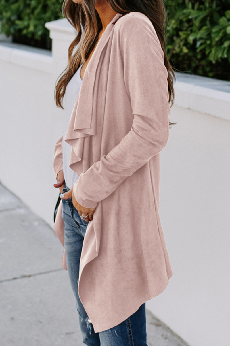 Fashion Solid Patchwork Cardigan Collar Outerwear