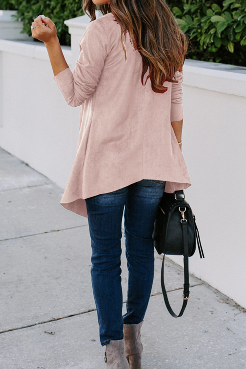 Fashion Solid Patchwork Cardigan Collar Outerwear