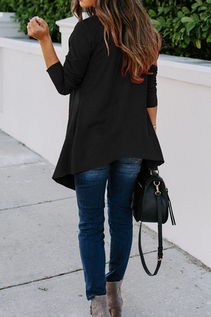 Fashion Solid Patchwork Cardigan Collar Outerwear