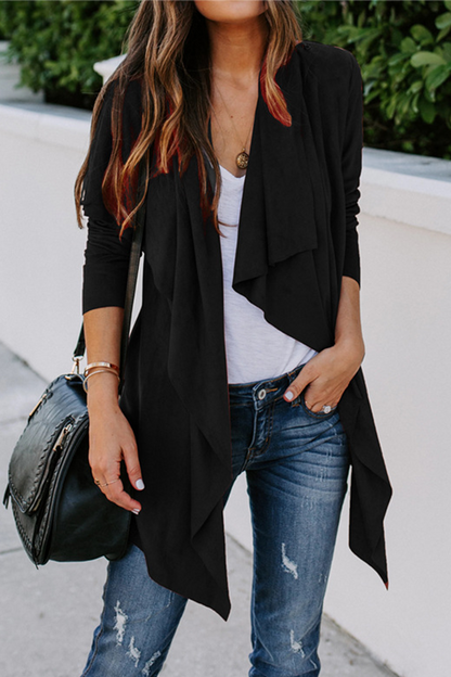 Fashion Solid Patchwork Cardigan Collar Outerwear