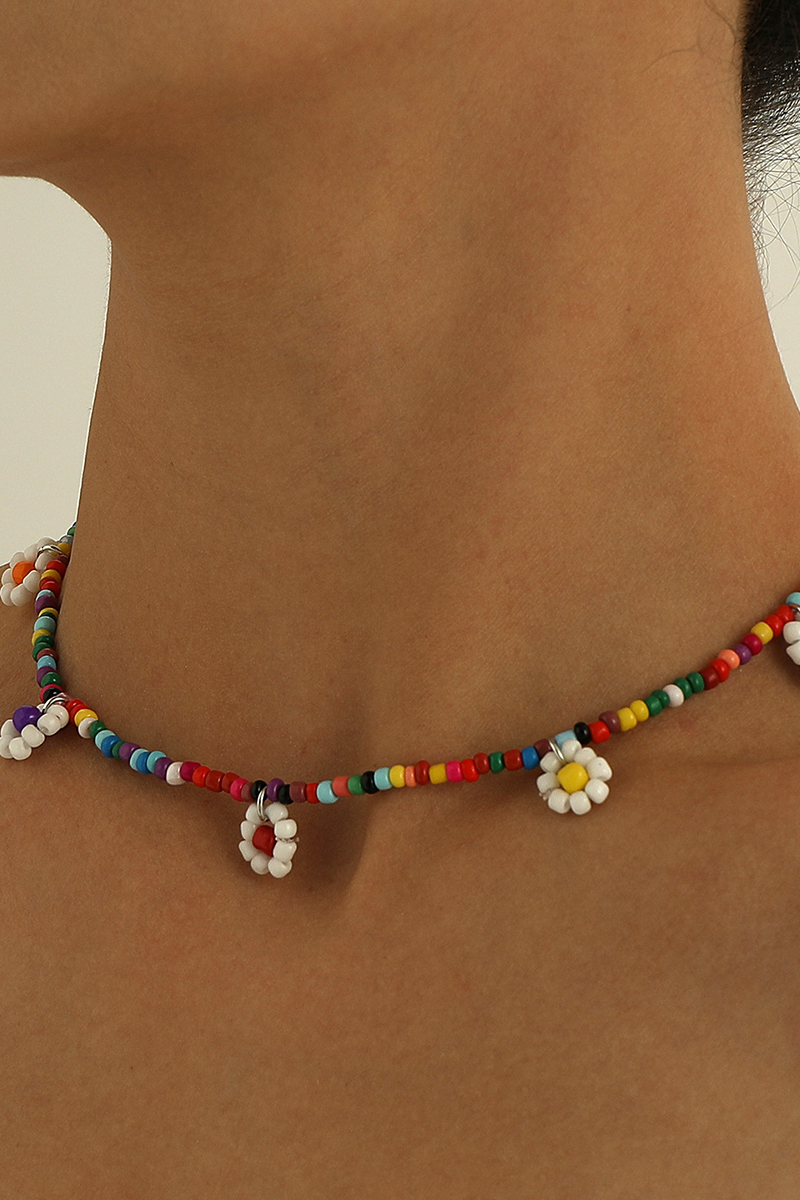 Street Cute Patchwork Bead tube Necklaces