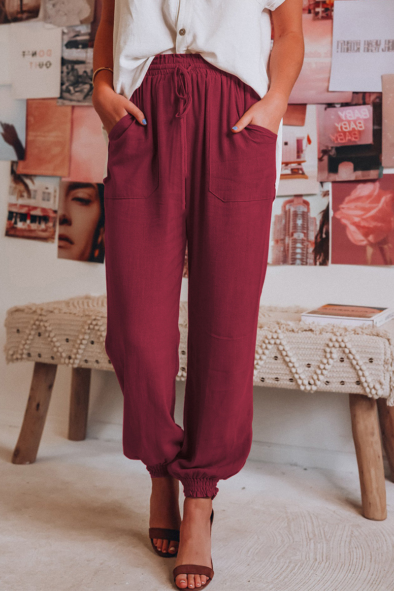 Casual Solid Harlan Mid Waist Harlan Solid Color Bottoms(6 Colors)