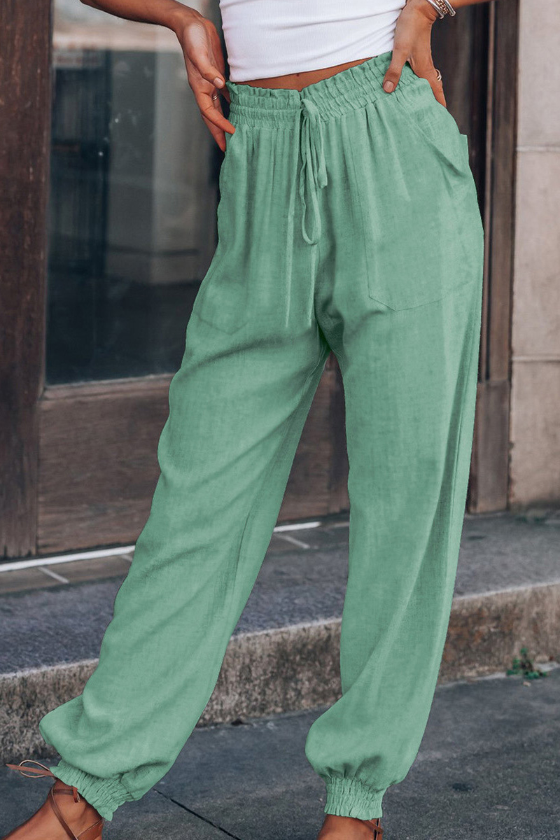 Casual Solid Harlan Mid Waist Harlan Solid Color Bottoms(6 Colors)